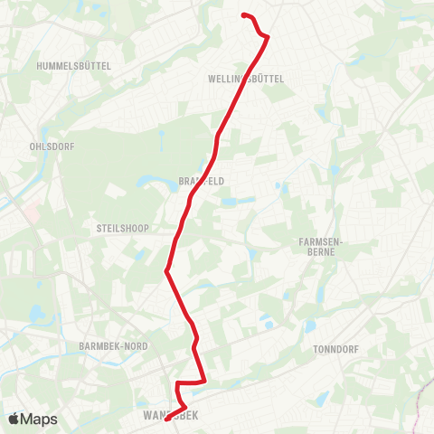 HVV MetroBus Wandsbek Markt > Bramfeld > Poppenbüttel map