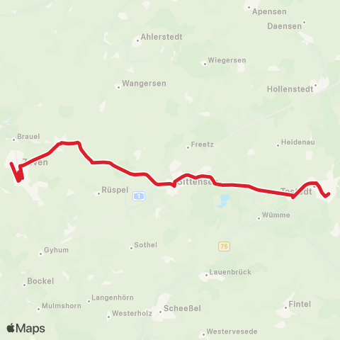StadtBus/RegionalBus (Umland) Zeven - Heeslingen - Sittensen - Tostedt map