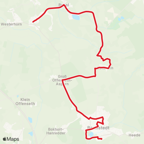 StadtBus/RegionalBus (Umland) Barmstedt > Lutzhorn > Bokel > Hörnerkirchen map