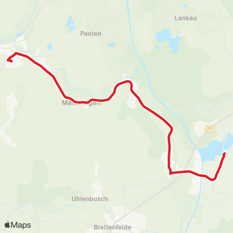 StadtBus/RegionalBus (Umland) Mölln > Hammer > Nusse > Trittau map