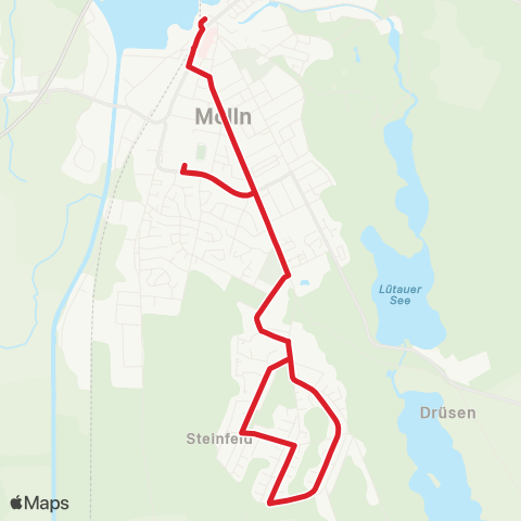StadtBus/RegionalBus (Umland) Mölln, Zob > Waldstadt > Mölln, Zob map