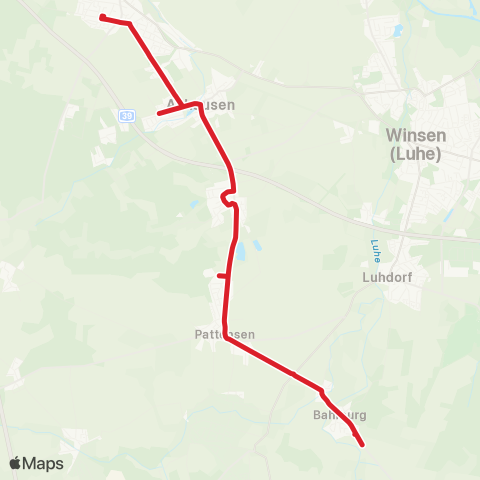 StadtBus/RegionalBus (Umland) Bahlburg - Pattensen - Stelle map