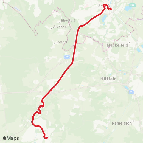 StadtBus/RegionalBus (Umland) Bf. Buchholz > Nenndorf - Tötensen > Harburg Rathaus map