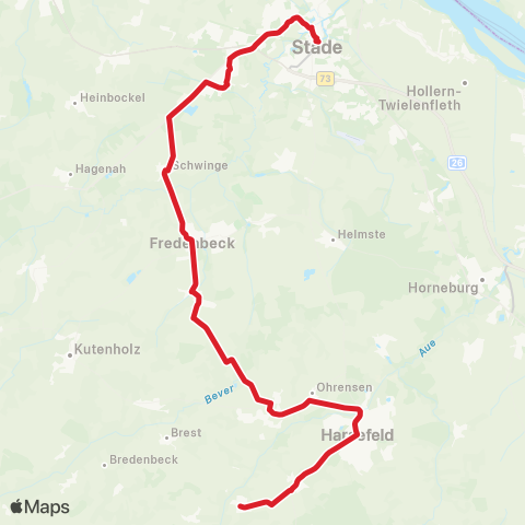 StadtBus/RegionalBus (Umland) Ahlerstedt > Orsdorf - Kakerbeck - Harsefeld - Wedel - Fredenbeck > Stade map