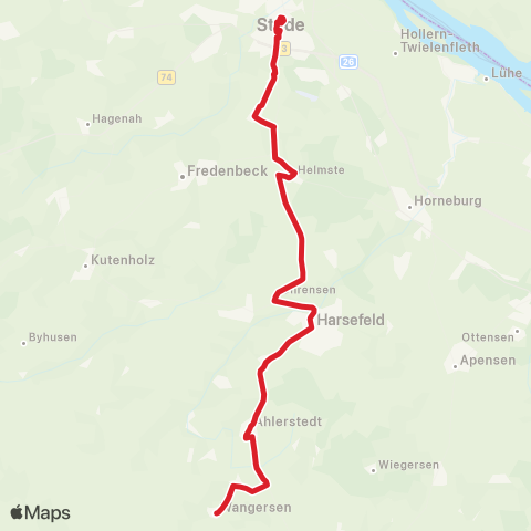 StadtBus/RegionalBus (Umland) Stade - Hagen - Harsefeld - Ahlerstedt - Wangersen - Zeven map