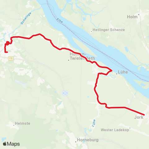 StadtBus/RegionalBus (Umland) Stade > Twielenfleth - Steinkirchen > Mittelnkirchen map