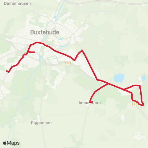 StadtBus/RegionalBus (Umland) Eilendorf Immenbeck - Pippensen - Schulen Buxtehude map