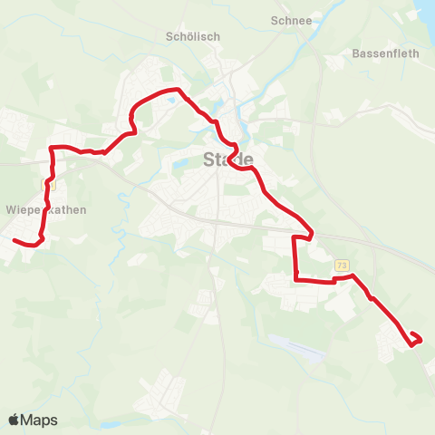 StadtBus/RegionalBus (Umland) Agathenburg > Ottenbeck - Bhf - Pferdemarkt - Krankenhaus - Hahle > Wiepenkathen map