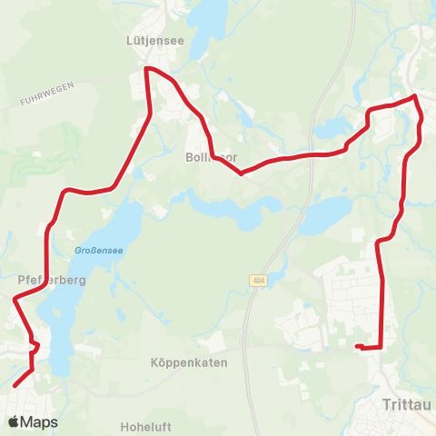 StadtBus/RegionalBus (Hamburg) Großensee > Lütjensee > Trittau map