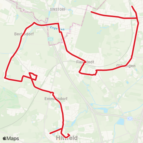 StadtBus/RegionalBus (Hamburg) Meckelfeld - Emmelndorf - Hittfeld map