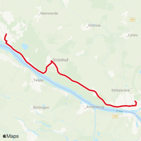 StadtBus/RegionalBus (Umland) Geesthacht > Grünhof > Lauenburg, Gemeinschaftsschule map