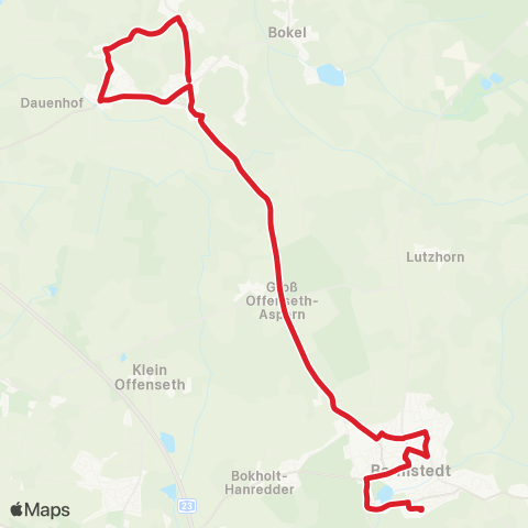 StadtBus/RegionalBus (Umland) Barmstedt > Groß Offenseth > Brande > Hörnerkirchen map