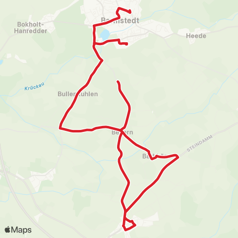 StadtBus/RegionalBus (Umland) Bullenkuhlen > Bevern > Ellerhoop > Barmstedt map