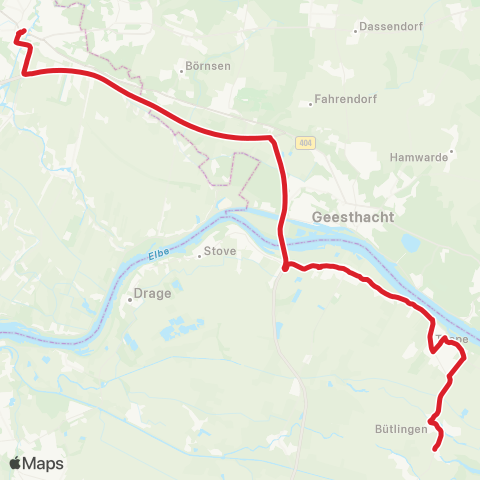 StadtBus/RegionalBus (Umland) Bf. Bergedorf > Rönne > Tespe > Avendorf / Bütlingen map