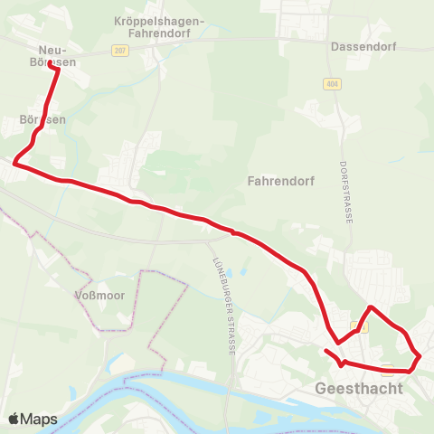 StadtBus/RegionalBus (Umland) Börnsen > Escheburg > Geesthachter Schulen map