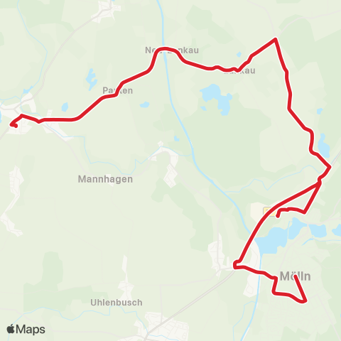 StadtBus/RegionalBus (Umland) Nusse > Lankau > Stecknitzweg > Mölln, Schulberg map