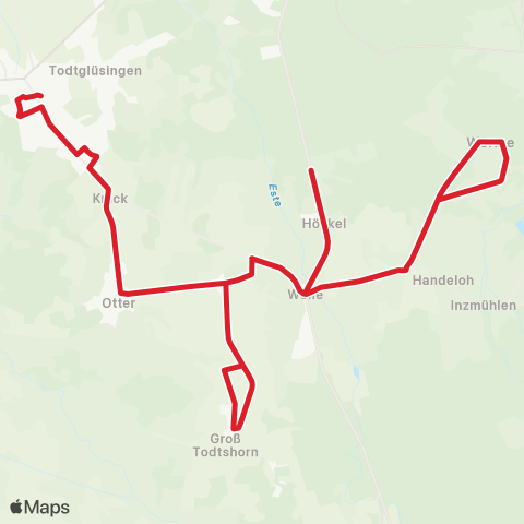 StadtBus/RegionalBus (Umland) Kamperlien - Inzmühlen - Welle - Tostedt - Kakenstorf map