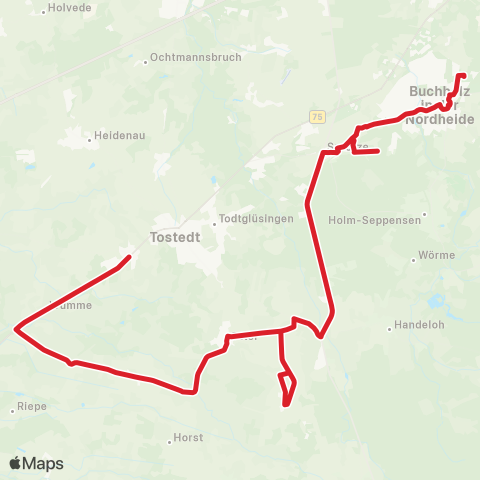 StadtBus/RegionalBus (Umland) Wistedt - Königsmoor - Tostedt - Welle - Buchholz map