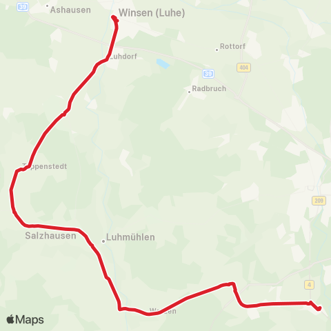 StadtBus/RegionalBus (Umland) Winsen - Pattensen - Toppenstedt - Salzhausen - Egestorf - Evendorf map