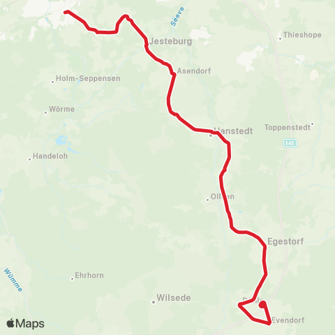 StadtBus/RegionalBus (Umland) Evendorf Egestorf - Hanstedt - Jesteburg - Buchholz map
