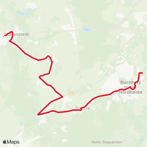 StadtBus/RegionalBus (Umland) Buchholz - Sprötze - Trelde - Kakenstorf - Hollenstedt map