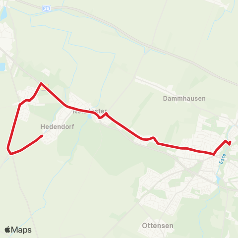StadtBus/RegionalBus (Umland) Buxtehude Zob - Heitmannshausen - Hedendorf map