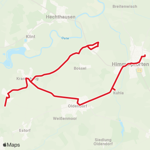 StadtBus/RegionalBus (Umland) Gräpel - Kranenburg - Burweg - Estorf - Oldendorf - Himmelpforten map