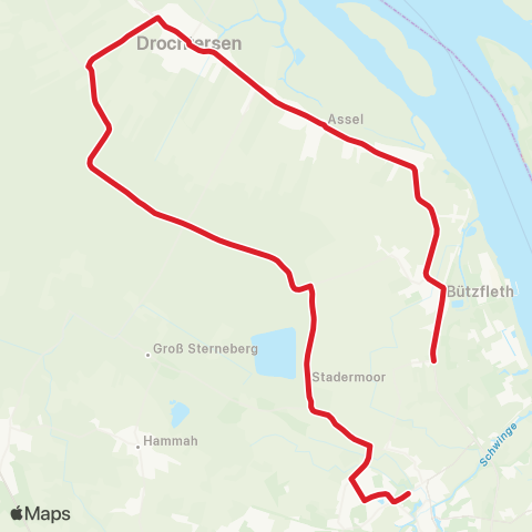 StadtBus/RegionalBus (Umland) Wolfsbruchermoor - Drochtersermoor-Asselermoor - Stade map