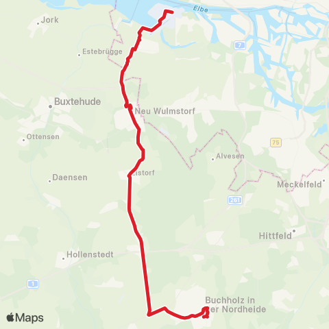 StadtBus/RegionalBus (Umland) Buchholz - Rade - Neu Wulmstorf - Finkenwerder map