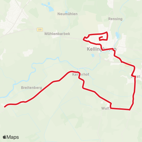 StadtBus/RegionalBus (Umland) Kellinghusen > Wrist > Auufer map