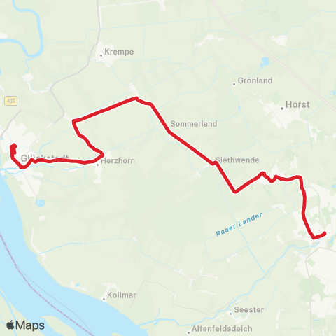 StadtBus/RegionalBus (Umland) Glückstadt >Elmshorn map
