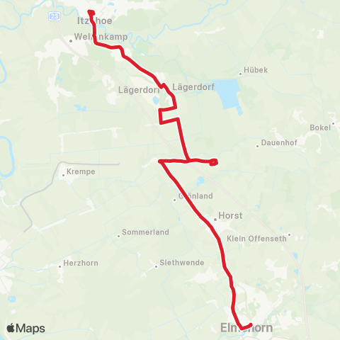 StadtBus/RegionalBus (Umland) Itzehoe > Horst > Elmshorn map