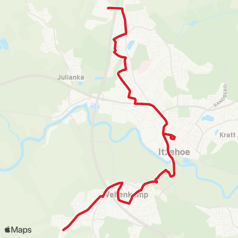 StadtBus/RegionalBus (Umland) Heiligenstedten, Mittelstraße > Itzehoe, Zob > Itzehoe Izet map