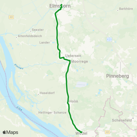 HVV XpressBus Bf. Elmshorn - Uetersen - S Wedel map
