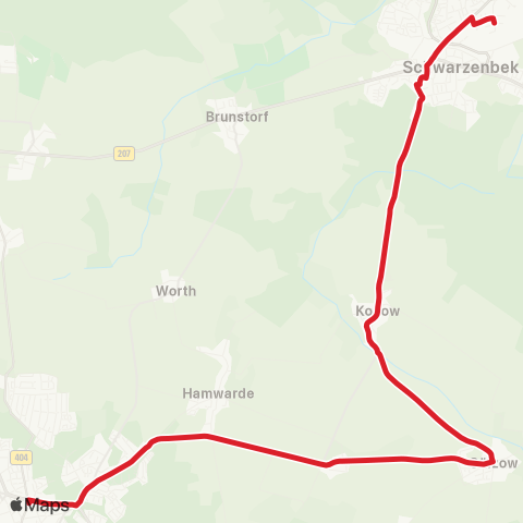 StadtBus/RegionalBus (Umland) Geesthacht > Kollow >Schwarzenbek map