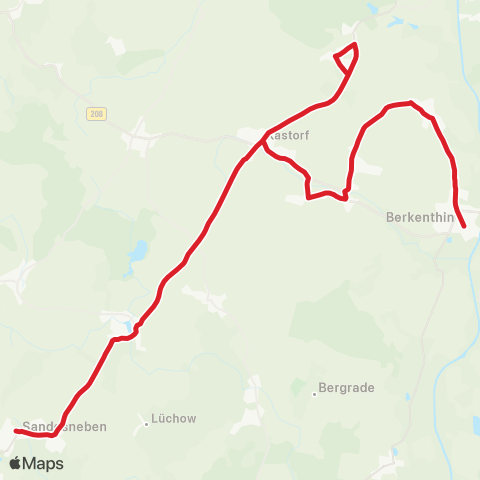 StadtBus/RegionalBus (Umland) Sandesneben > Kastorf >Berkenthin map