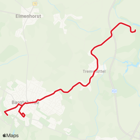 StadtBus/RegionalBus (Umland) Sattenfelde>Tremsbüttel>Bargteheide map