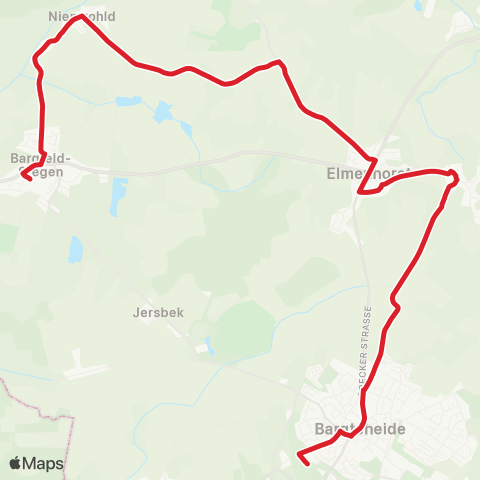 StadtBus/RegionalBus (Umland) Bargfeld-Stegen >Elmenhorst>Bargteheide map