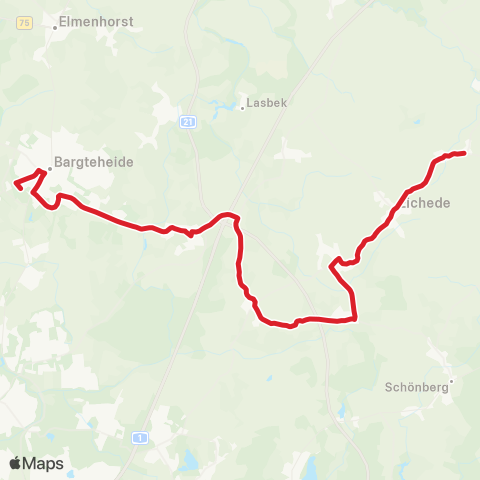 StadtBus/RegionalBus (Umland) Mollhagen >Sandesneben> Bargteheide map