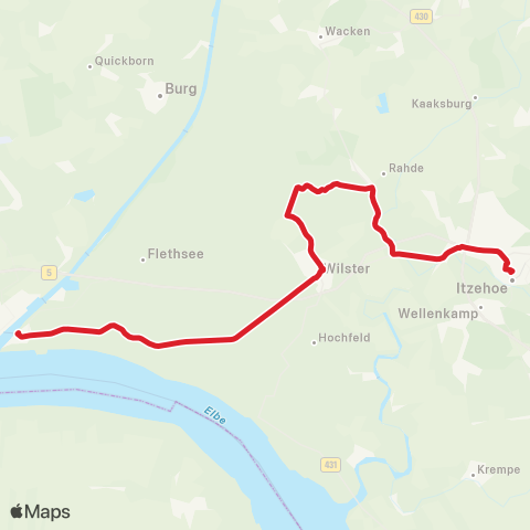 StadtBus/RegionalBus (Umland) Itzehoe, Zob > Wilster > Brunsbüttel-Süd, Bahnhofstraße map