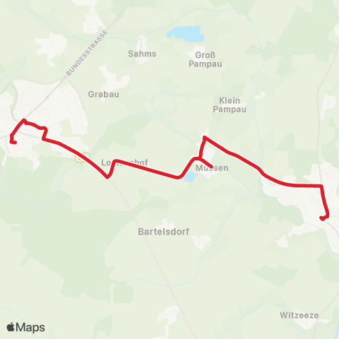 StadtBus/RegionalBus (Umland) Büchen >Müssen >Schwarzenbek map