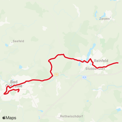 StadtBus/RegionalBus (Umland) Bad Oldesloe >Steinfeld >Reinfeld map