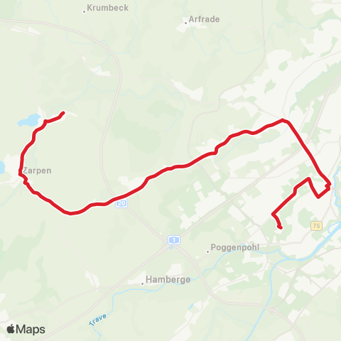StadtBus/RegionalBus (Umland) Pöhls > Zarpen - Badendorf > Lübeck map