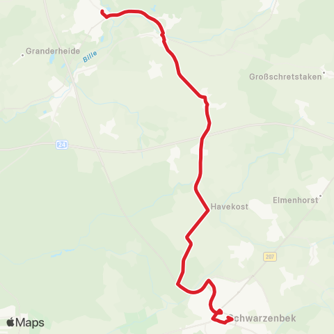 StadtBus/RegionalBus (Umland) Schwarzenbek >Trittau map