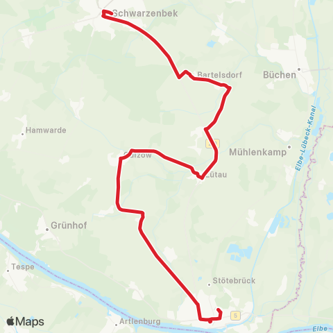 StadtBus/RegionalBus (Umland) Schwarzenbek >Lütau >Lauenburg map