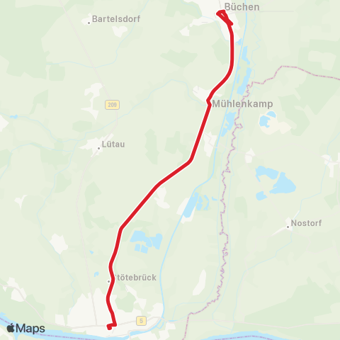 StadtBus/RegionalBus (Umland) Lauenburg> Witzeeze>Büchen map