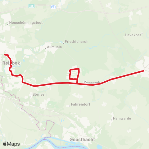 StadtBus/RegionalBus (Umland) Schwarzenbek > Escheburg >Börnsen >Reinbek map