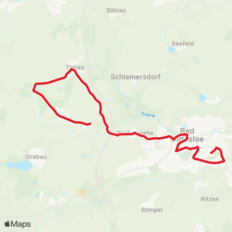 StadtBus/RegionalBus (Umland) Nütschau > Neverstaven > Bad Oldesloe map