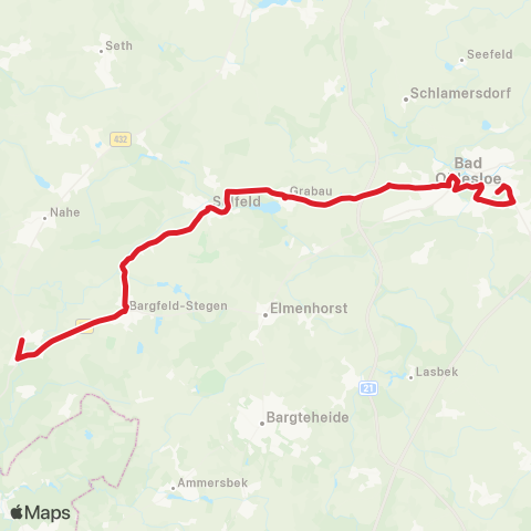 StadtBus/RegionalBus (Umland) Bad Oldesloe > Grabau > Kayhude, Segeberger Straße map