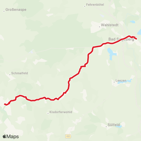 StadtBus/RegionalBus (Umland) Bad Segeberg > Stuvenborn > Kaltenkirchen map